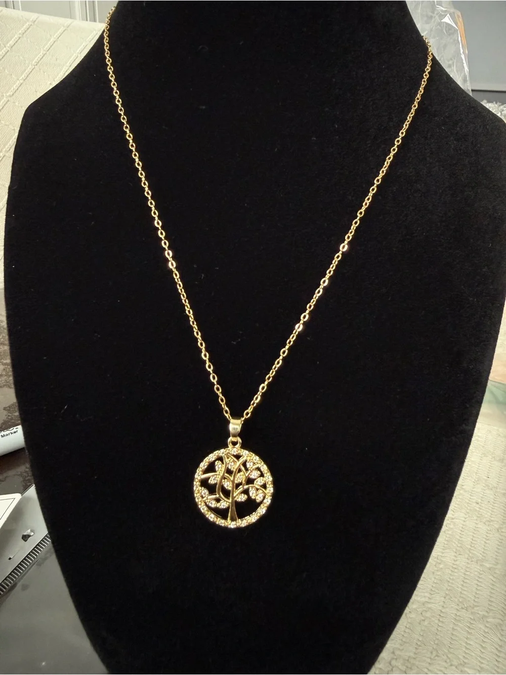 Gold plated stainless steel Tree of Life Pendant Necklace - Women's Jewelry